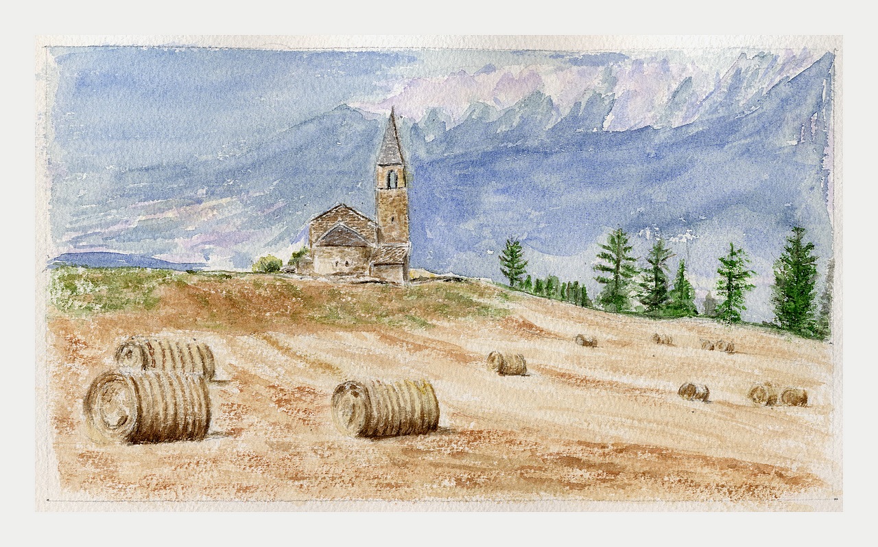 Chapelle d'Extravache (Bramans - Hte Maurienne) - Aquarelle © Christiane Rau 2008