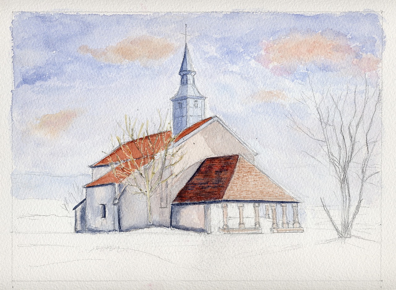 Chapelle Sainte-Gertrude (Bourgogne) Aquarelle en cours - Christiane Rau 2009