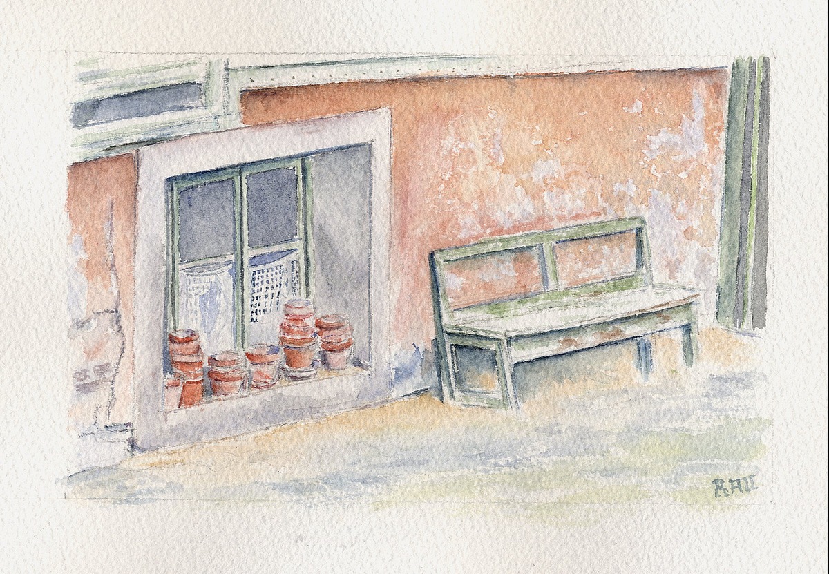 Névache, rez-de-Chaussée d'une vieille maison - Aquarelle © Christiane Rau 2017