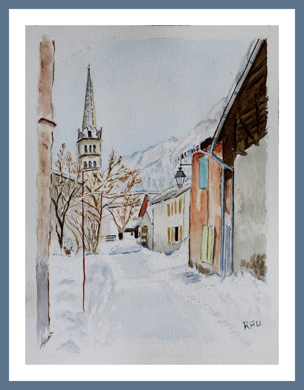 Névache, Ville Haute - Aquarelle - Christiane Rau  - mars 2024