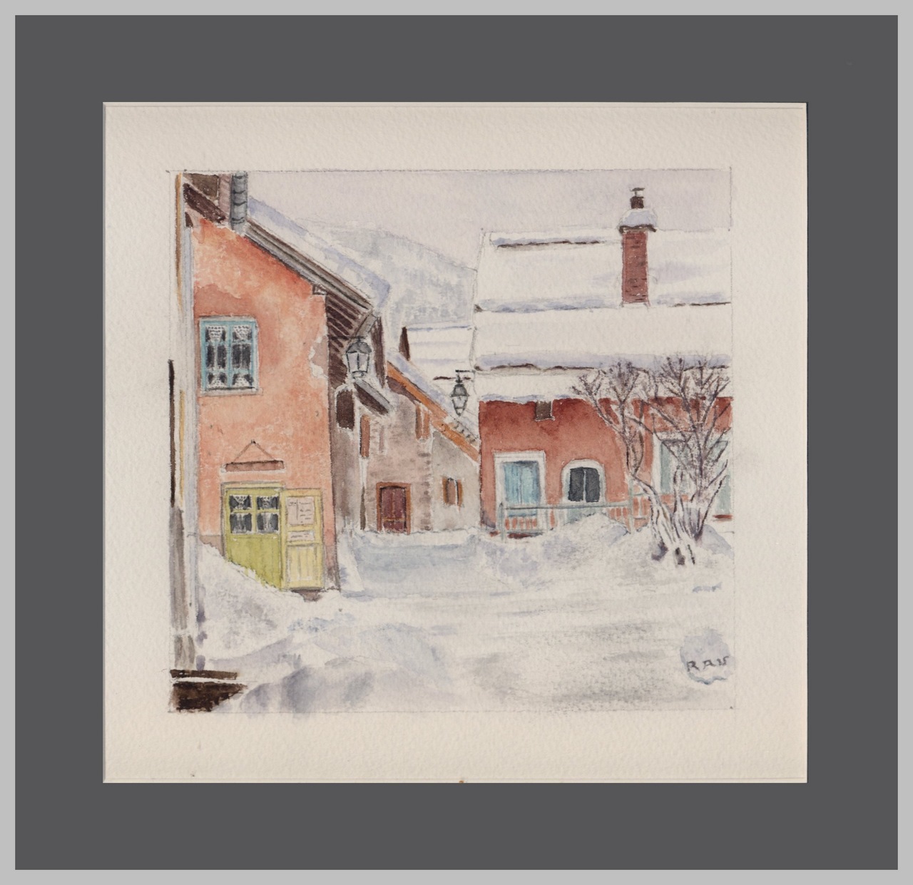 Ville Haute en hiver - Aquarelle © Christiane Rau 2016