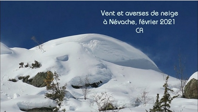 Vent et averses de neige - Névache février 2021 - video CR