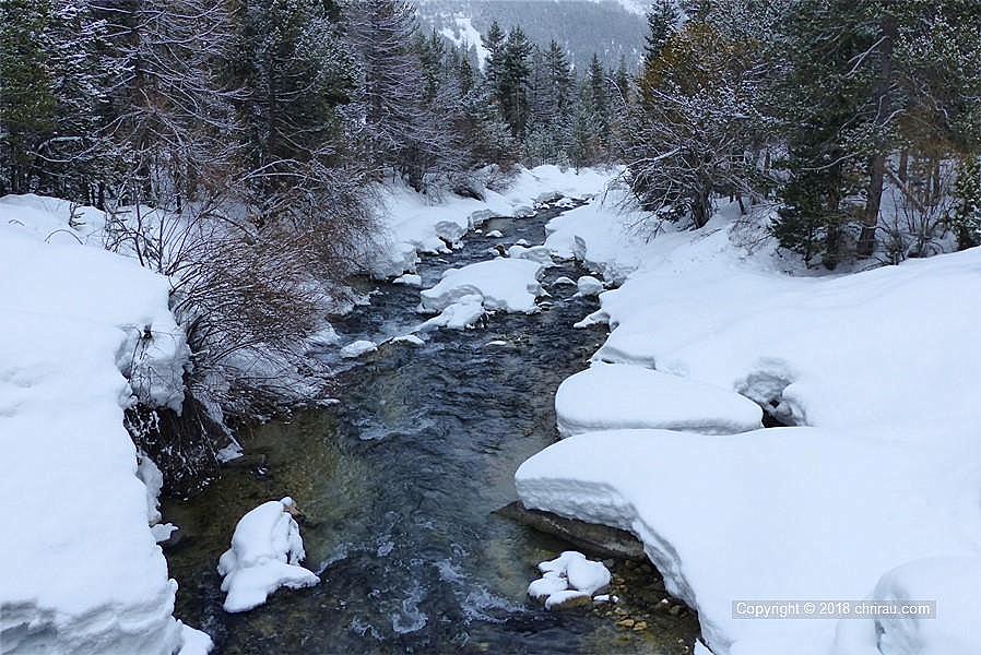 La Clarée en hiver, dans la descente vers Plampinet