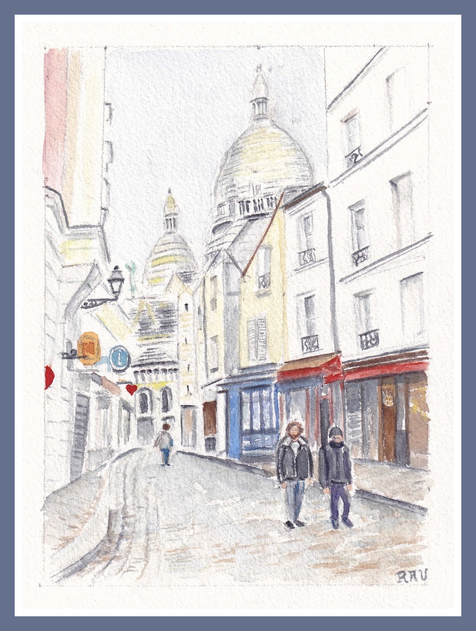 Montmartre, rue Cortot - mai 2019 -  Aquarelle ©  Christiane Rau  2020