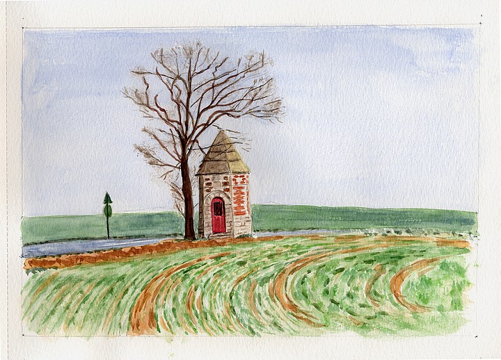 Chapelle à Etrun - Aquarelle © Christiane Rau 2008