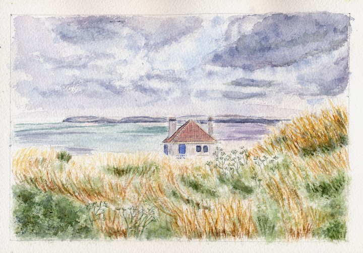 Baie de Wissant, depuis le Cap Gris-Nez - Aquarelle © Christiane Rau 2008