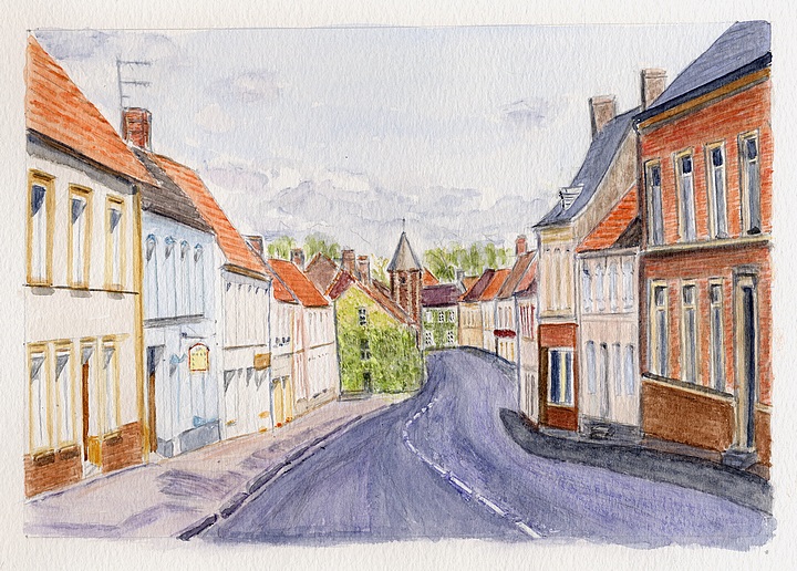 Licques (Boulonnais) - Aquarelle © Christiane Rau 2008