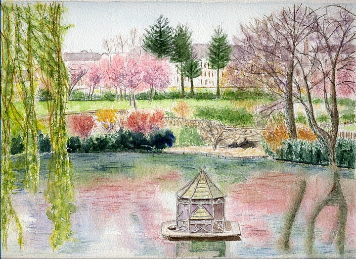 Arras, parc Minelle - Aquarelle © Christiane Rau 2008