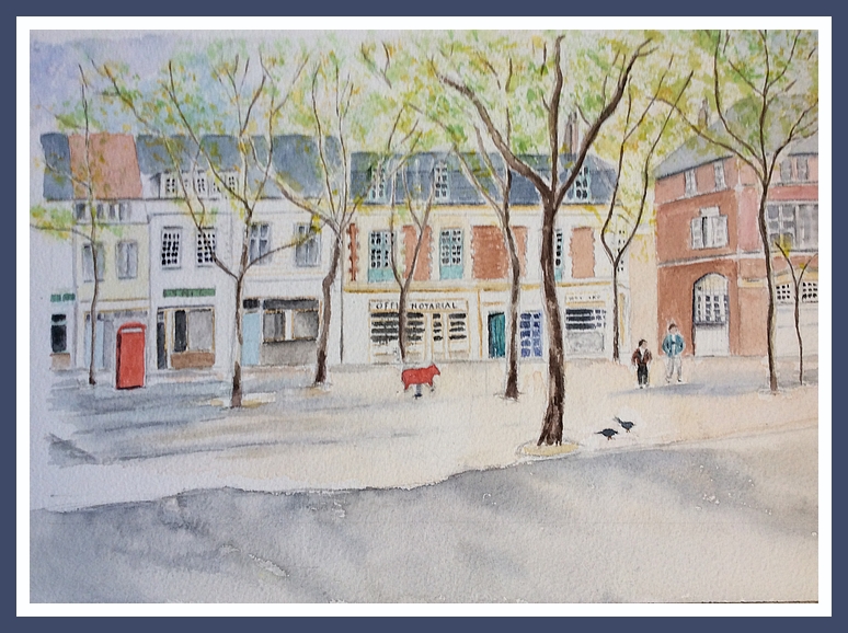 Arras - Place d'Ipswich - Aquarelle © Christiane Rau 02/2016