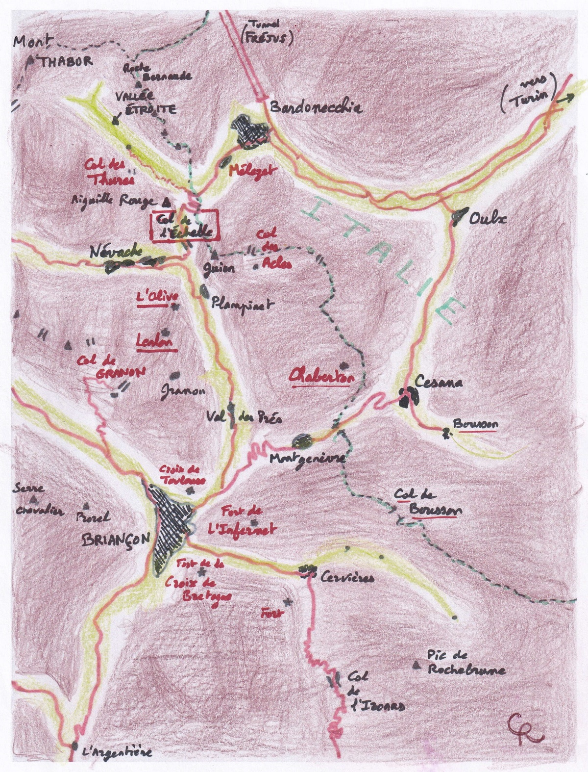 Carte du Briançonnais - Lieux stratégiques - CRau 2024-01