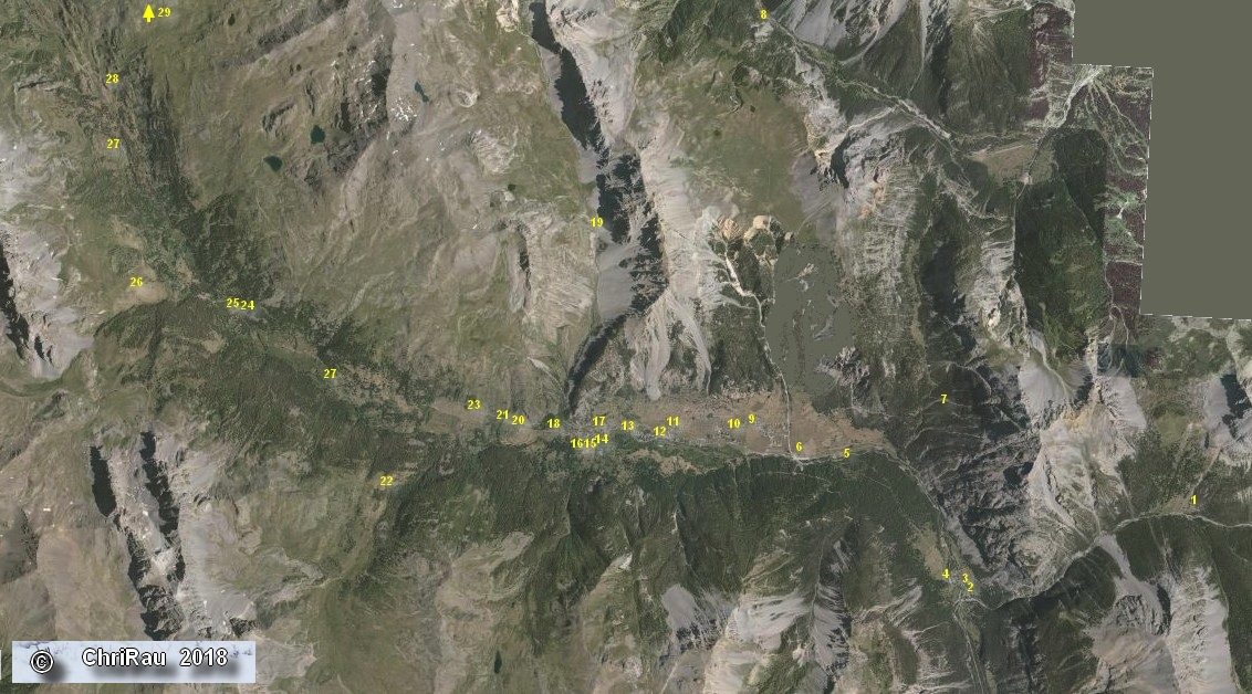 Carte situant les chapelles de Névache - © C. Rau 2018