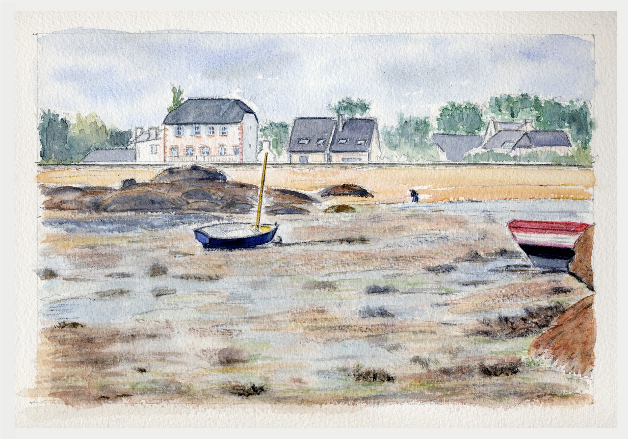 Marée basse à Trégastel - Aquarelle copyright Christiane Rau 2009