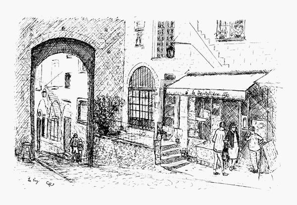 Ruelle du Puy en Velay 1994 - Dessin copyright Christian Rau