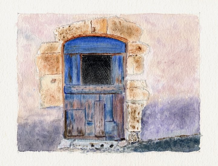 St-Martin de Brômes, aquarelle © Christiane Rau 2009