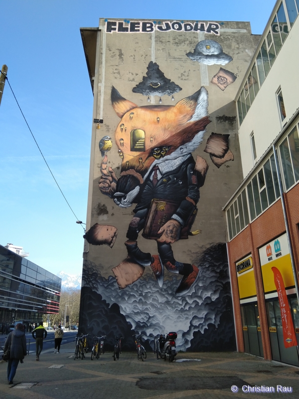 Fresque sur les anciennes Archives de Grenoble (Chavant)  en 2019