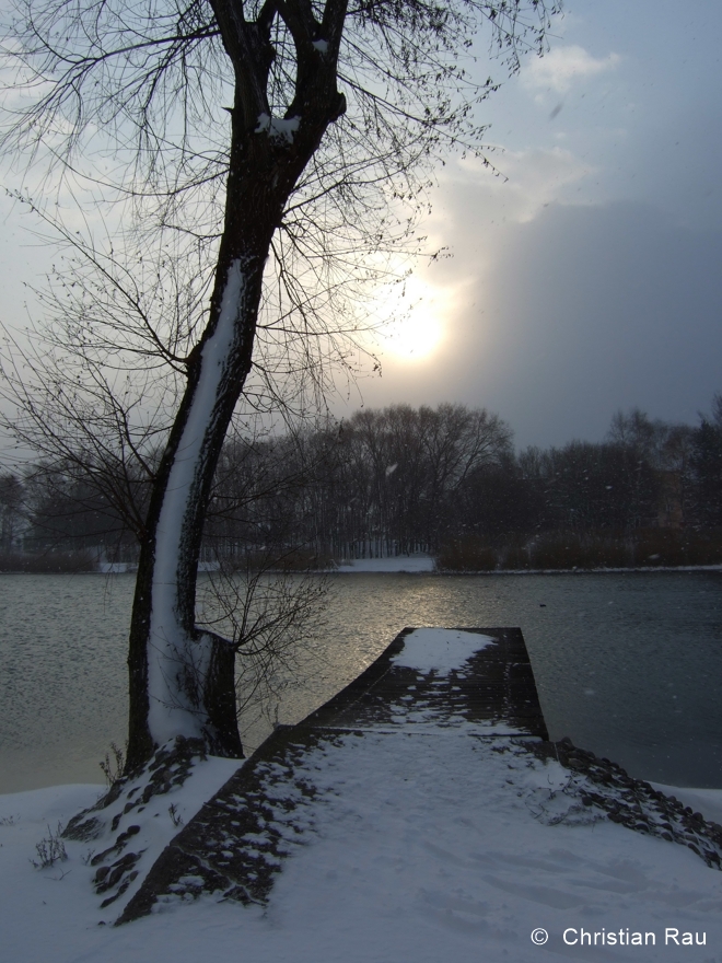 Le ponton du lac de Fiancey, décembre 2009...