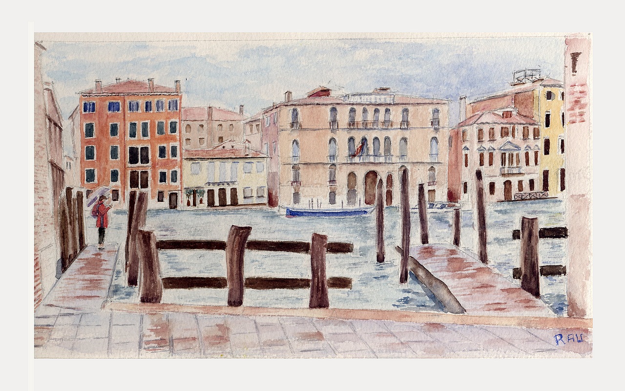 Le Grand Canal, calle della Madonna - Aquarelle © Christiane Rau 2016