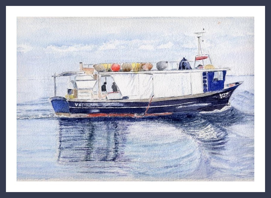 Bateau de pêche à Pellestrina - Aquarelle © Christiane Rau 2015