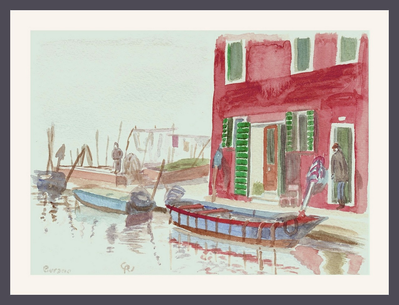 Burano - Fondamenta Cavanella - Aquarelle © Christian Rau 1997