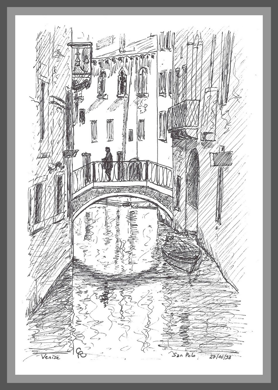 Venise - San Polo - Rio dei Meloni - Dessin © Christian Rau 1998