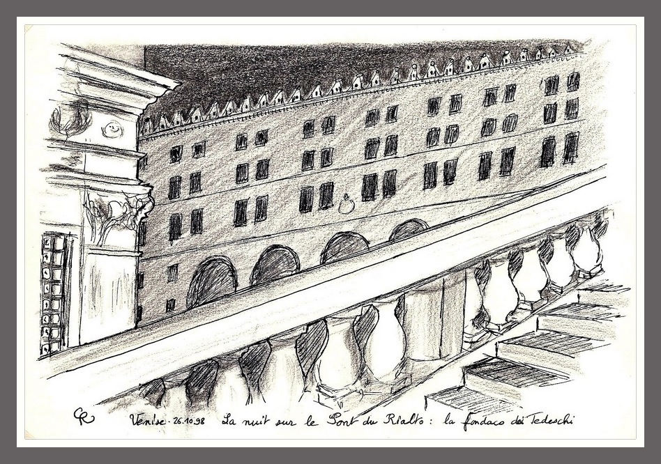 Venise - Rialto - Tedeschi de nuit - Dessin © Christian Rau 1998