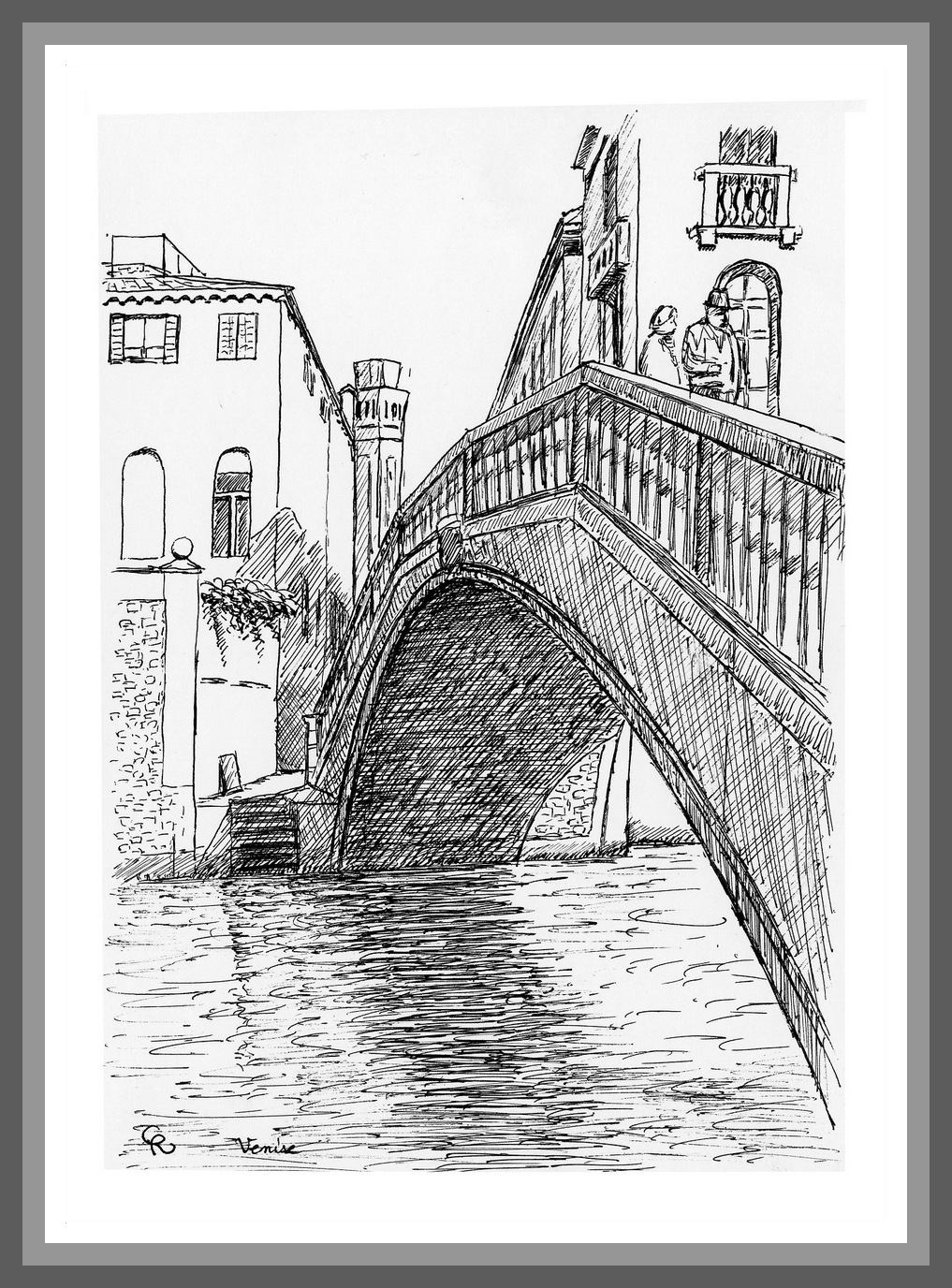 Pont sur Rio Ca'Foscari - Dessin © Christian Rau 1998