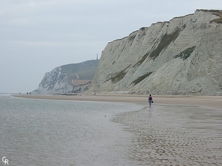 sur la plage, vers le Cran d'Escalle (Blanc-Nez)